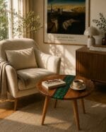 El Yapımı Epoksi & Ceviz Ağacı Yuvarlak Sehpa – Ahşap Ayaklı Designer River Table - Görsel 2
