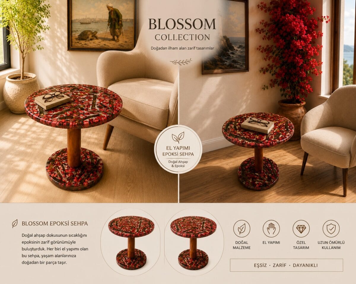 Blossom Collection: Ruby Bloom Yan Sehpa - Görsel 4